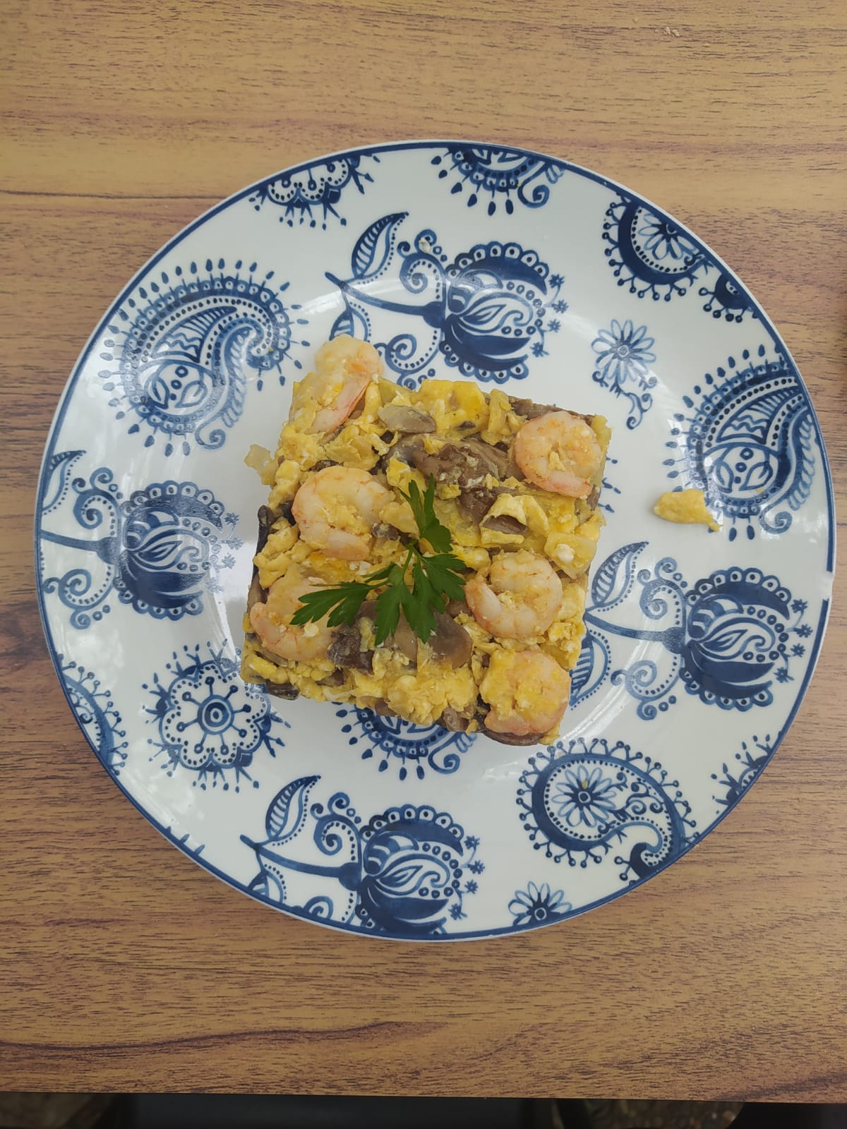 Revuelto de gambas y setas